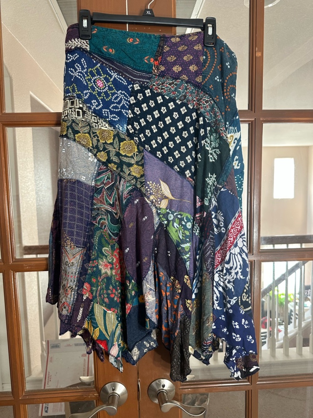 Asymmetrical Patchwork Midi Skirt